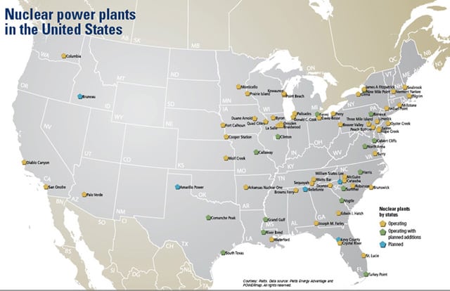 nuclear power plants map